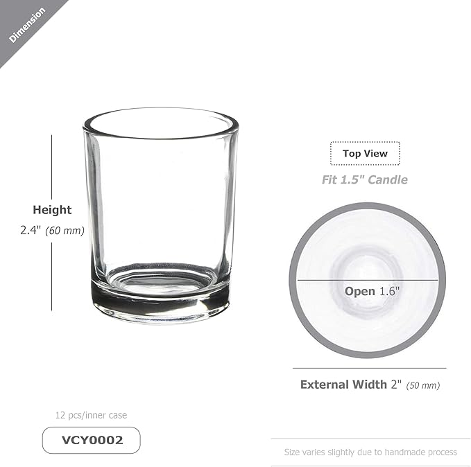 WGV Tea Light Votive Candle Holder 2x2.4, Clear Tiny Utility Cylinder Glass Vase, Small Planter Terrarium for Home Accent Decor, 6 Pieces