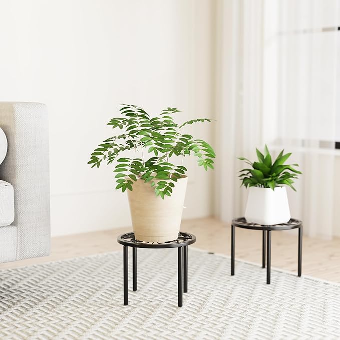 Plant Stand Plant Holder - 7.9 x 7.9 x 5.9 inches Flower Stand for Garden Courtyard, Heavy Duty Plant Rack for Multiple Plant Indoor or Outdoor, Black.
