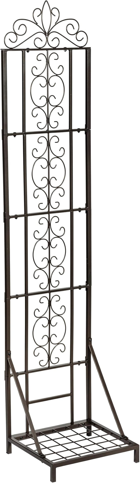 Evergreen Garden Montebello Metal Plant Stand with Lattice Trellis for Climbing Plants, Floor Tall Plant Stand Indoor and Outdoor for Patio, Porch, Garden
