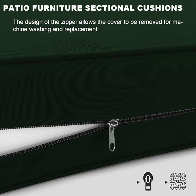 Patio Sectional Cushions, 14-Piece Replacement Cushions for Outdoor Furniture, Water-Resistant Outdoor Sofa Cushion for 6-Seat Rattan Wicker Sectional Conversation Sets (Dark Green)