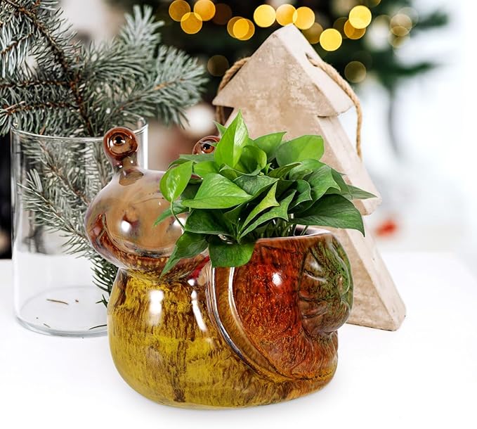 Snail Flowerpot Decorative Resin Planter 5.90X5.11X3.34In Indoor Outdoor Succulent Pot for Home Garden Balcony Tabletop Decor