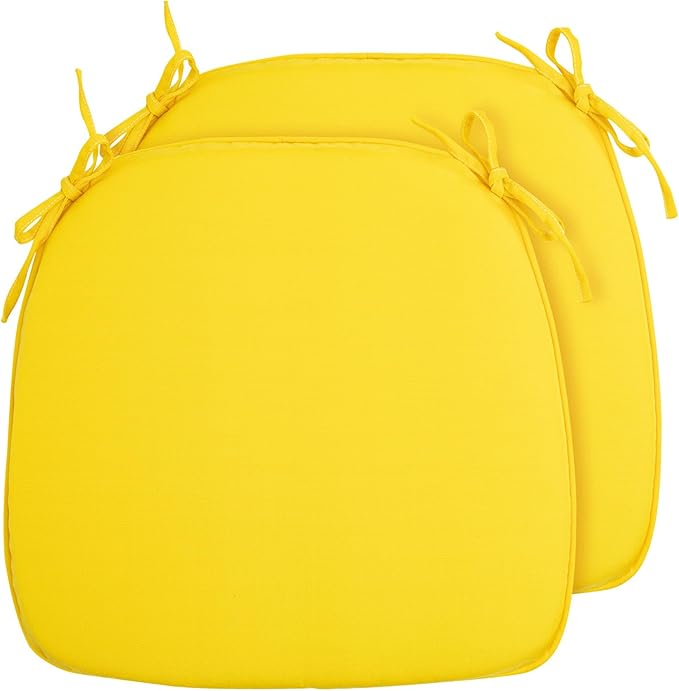 Outdoor Chair Cushions Set of 2,Patio Seat Cushion 17"x16"x2",U-Shaped Dining Chair Cushion 17 by 16 Inch,Water Resistant,Fade-Resistant Chair Pads for Kitchen Garden Furniture(Yellow)