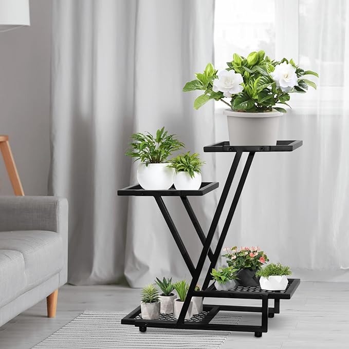 4Tier plant stand，outdoor plant stands for patio，Planter Display ShelvingIndoor Outdoor，Multiple Flower Pot Holder， suitable for garden corners, balconies, and living rooms