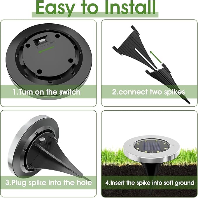 INCX Solar Lights Outdoor Waterproof,16 Pack Solor Ground Light for Outside, Solar Garden Lights Landscape Lighting for Patio Pathway Lawn Yard Deck Driveway Walkway, Warm White