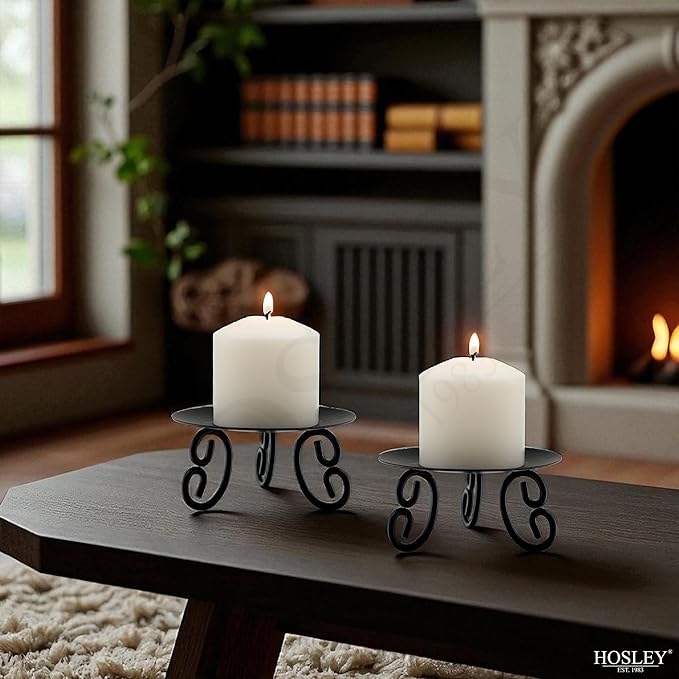 Hosley Set of 2 Pillar or LED Candle Holder 5 inch Diameter Gift for Farmhouse Weddings or can be Used for Aromatherapy and Spa O5