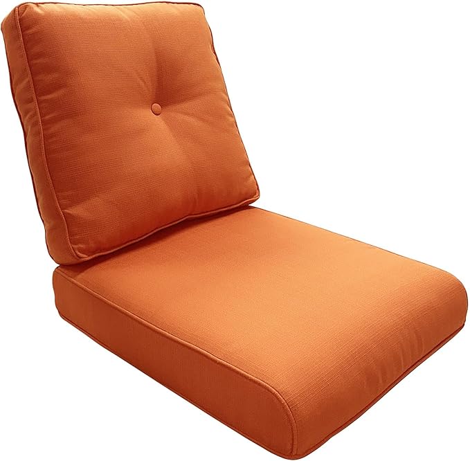 Outdoor Chair Cushions - 22 * 24" Patio Furniture Cushions with Removable Cover, 28D High Density Sponge Filling Outdoor Patio Cushions for Chairs, Rocker, Sofa and Loveseat - Orange