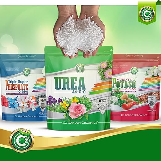Urea Fertilizer 46-0-0 Made in USA - 10LB Plant Food for Indoor/Outdoor Flowers & Gardens - Promotes Lush Growth - Lettuce, Green Lawns, Fruit, Vegetables, Citrus Trees, Tie Dye Granules Prills