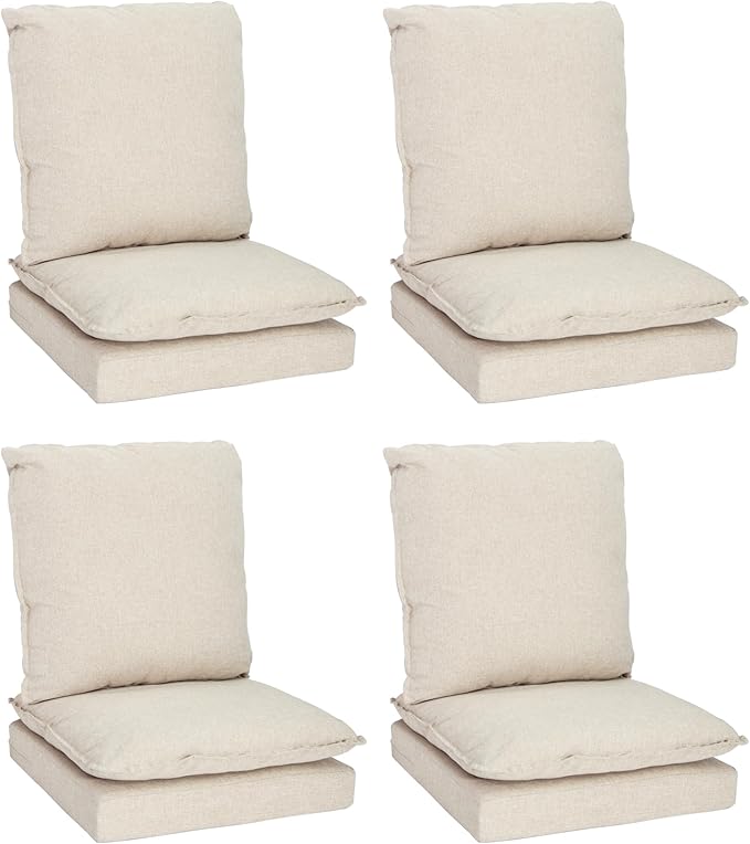 Joyside Outdoor Chair Cushions Set, 24x24 Inch Smile Patio Furniture Cushions, 6’’ Thick, Double-Layer, Water Resistant & Fade Resistant, Outdoor Replacement Cushions for Seat and Sofa