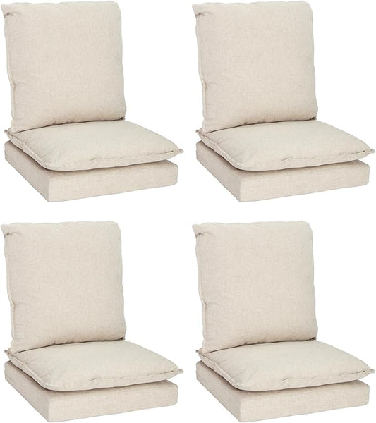 Joyside Outdoor Chair Cushions Set, 24x24 Inch Smile Patio Furniture Cushions, 6’’ Thick, Double-Layer, Water Resistant & Fade Resistant, Outdoor Replacement Cushions for Seat and Sofa