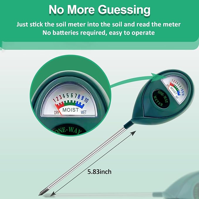 Green Soil Moisture Meter, Plant Water Meter, Soil Water Tester for Houseplants, Hygrometer Sensor Water Monitor for Indoor Outdoor Garden, Potted Plants, Farm, Lawn, No Battery Needed