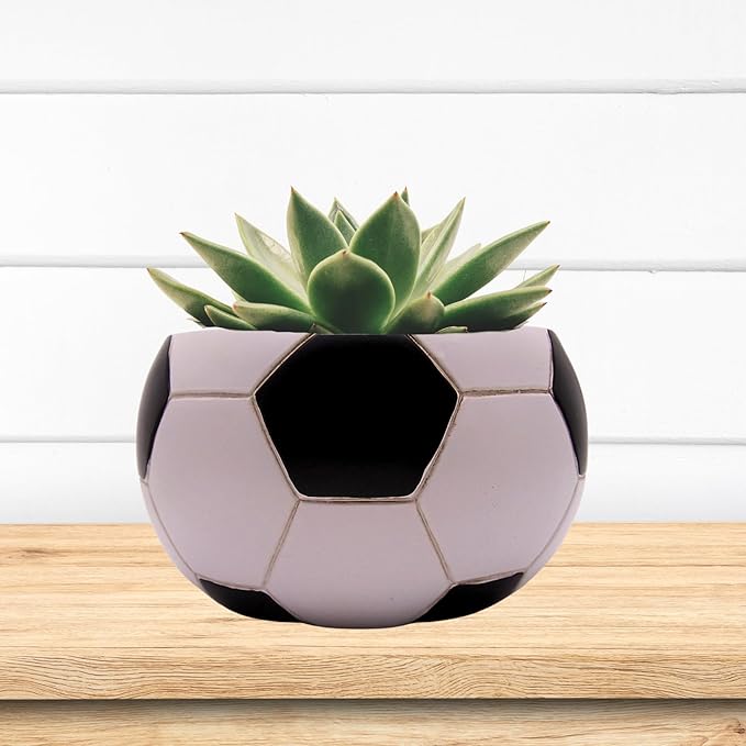 Wowser Soccer Ball Shaped Planter Pot, Home & Garden Decor, Sports Theme Planter, 6.5 Inches