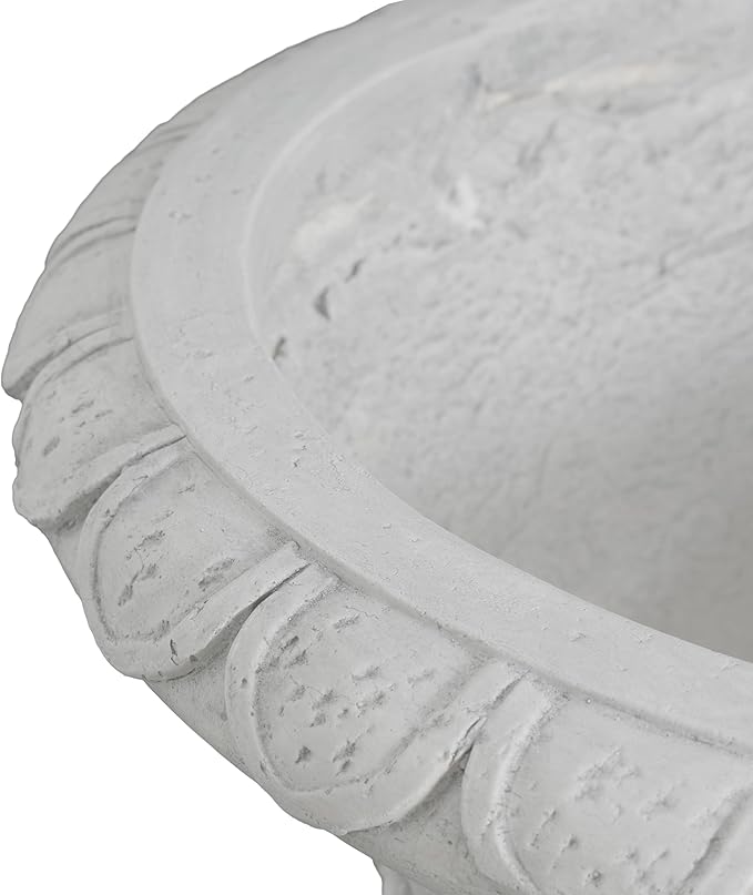 Merax 23.75'' H MGO Garden Urn Planter with Drainage Hole, Hand-Painted Outdoor & Indoor Decorative Urn, Light Grey