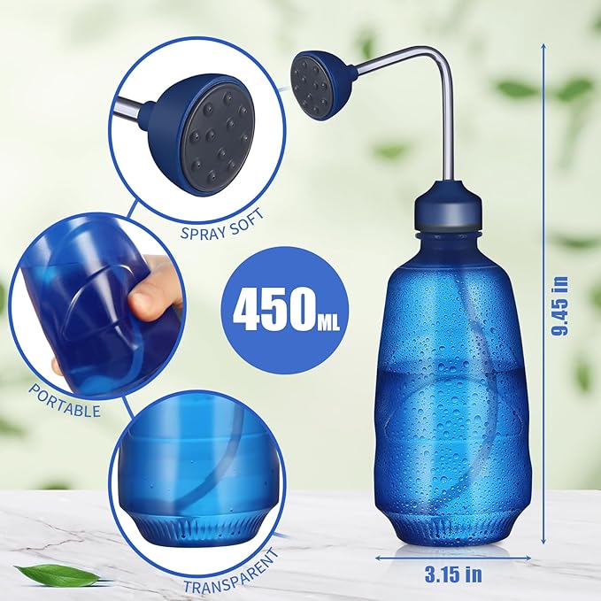 Watering Can 450ML,Succulent Watering Bottle Plant Flower Squeeze Bottle Plastic Bend Mouth Safety Wash Bottle 2 In 1 Spray Head Functionality