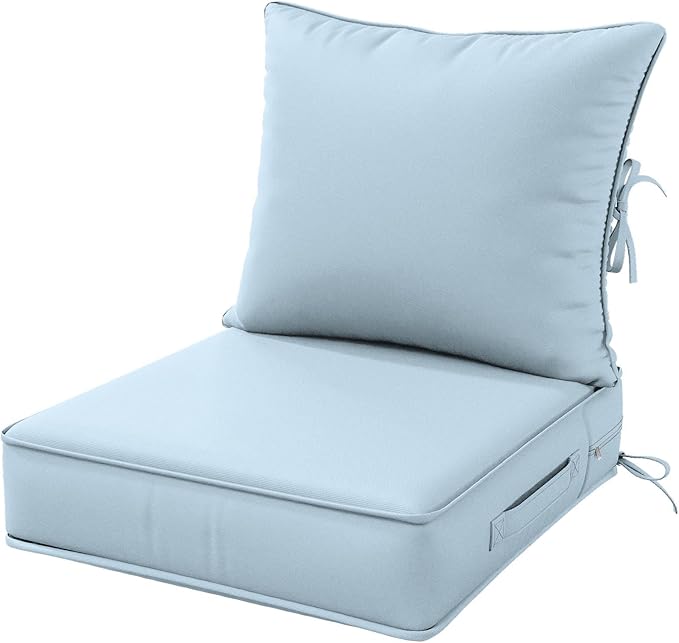 Outdoor Patio Chair Cushions Set 22 L X 24 W X 4 H Waterproof & Fade Resistant Deep Seat and Back Cushions with Removable Covers Outdoor Seat Cushion Set for Chairs and Sofas
