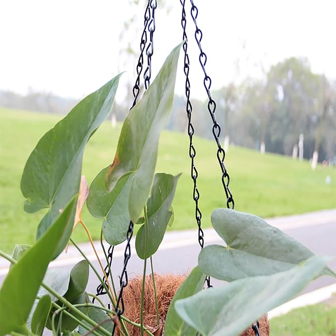8 Pack 19.6（50cm） Inch Hanging Basket Chains 3 Point Black Metal Hanging Chains with Hooks for Plant Flower Pot Basket, Replacement Chain Hangers for Lantern, Bird Feeder, Planter, Indoor and Outdoor