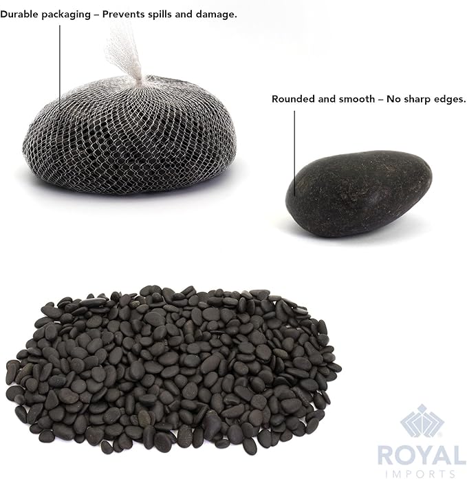River Rocks Decorative Ornamental Vase Filler Aquarium Gravel Black, Medium 5 lbs - Landscaping Pebbles for Indoor Plants, Fish Tank Gravel, Terrarium & Home Decor, DIY & Crafting – Royal Imports