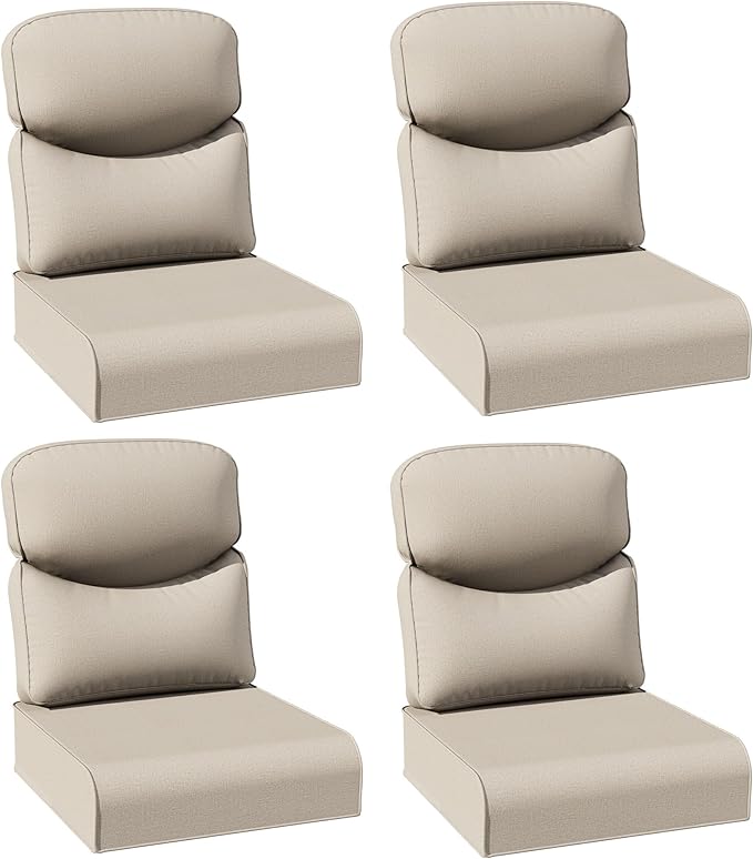 Joyside Outdoor Chair Cushions Set, 24x24 Inch Smile Patio Furniture Cushions, 6’’ Thick, Water Resistant & Fade Resistant, Outdoor Replacement Cushions for Seat and Sofa