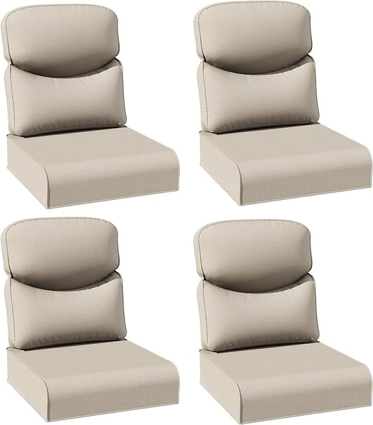 Joyside Outdoor Chair Cushions Set, 24x24 Inch Smile Patio Furniture Cushions, 6’’ Thick, Water Resistant & Fade Resistant, Outdoor Replacement Cushions for Seat and Sofa