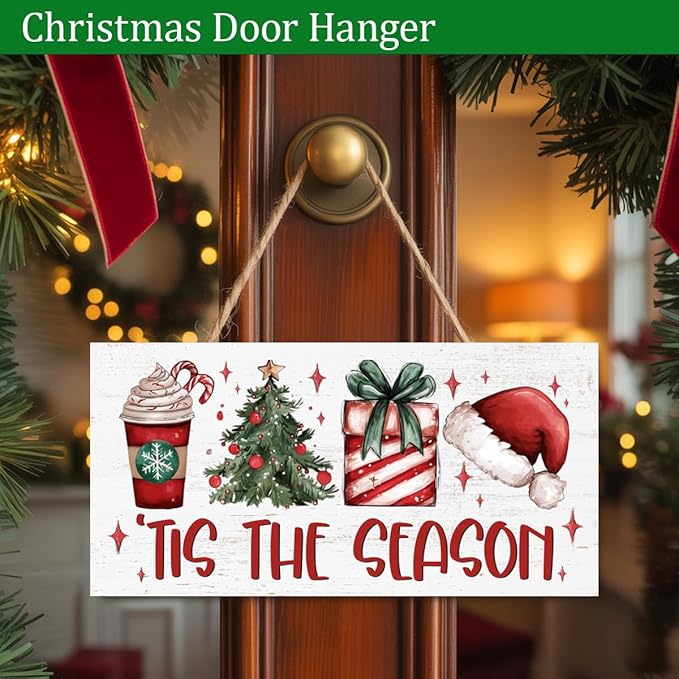 Christmas Door Hanger for Winter Season, Christmas Door Decoration Sign