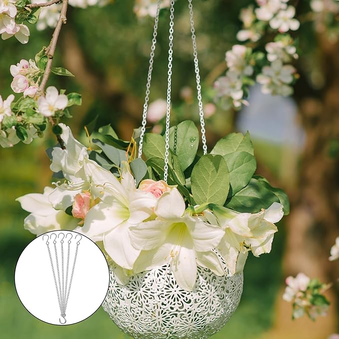 10 PCS Chain for Hanging Plants, 9.84 Inch Long Silver Planter Hanging Chain Small Hang Basket Chains Kits with S Hooks for Hang Bird Feeders Planters Lanterns Wind Chimes Ornaments