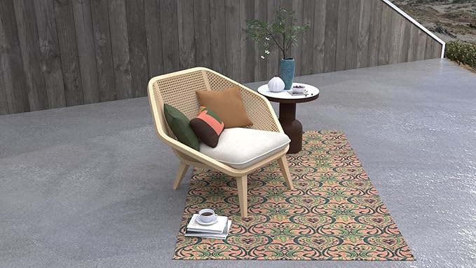 Mad Mats Traditional Outdoor Rug, Reversible Plastic Mat (4' x 6', Oasis - Medium Green)