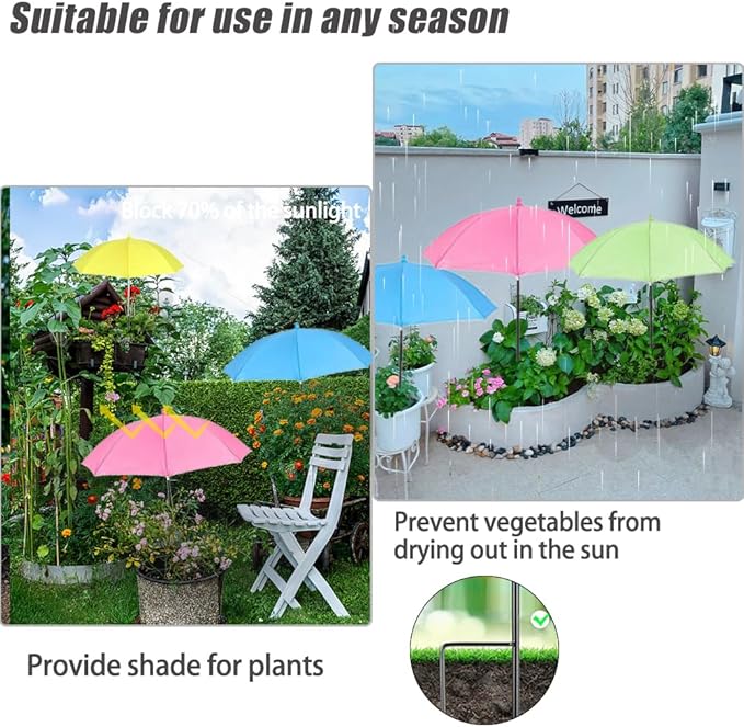 Plant Umbrellas for Outdoor Plants, Garden Umbrella Shade for Plants，Adjustable Height Provides shade cloth for Plants to Protect Their Flowers from Intense Sunlight and Rain(18.8 inches to 35.58 inches)
