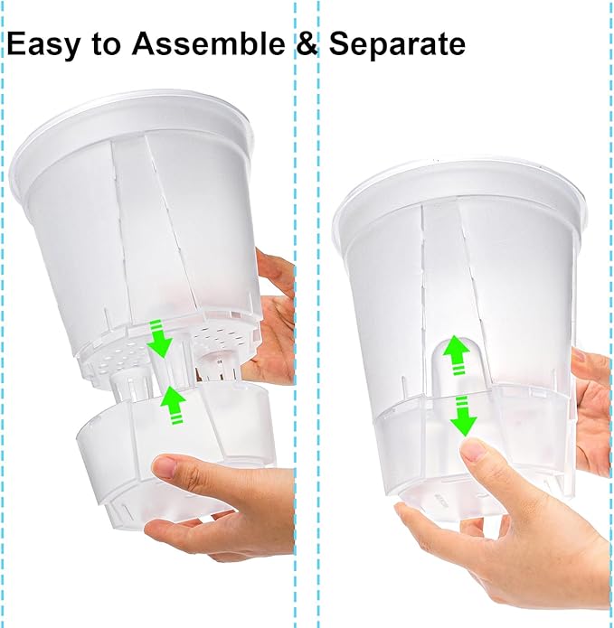 yarlung 6 Pack Self Watering Pots for Indoor Plants with Reservoir Tray and Holes, Clear Plastic Self Watering Planters for Outdoor Plants Flowers, Round 4.75" 6" 7"
