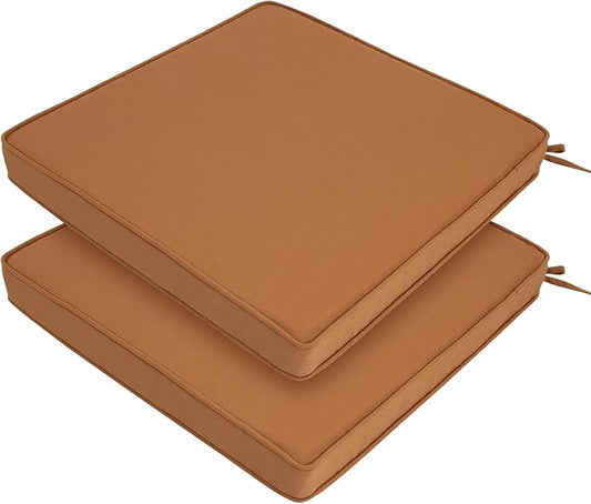 FUNHOME Outdoor Chair Cushions 18x18 Inch,Set of 2,Water Resistant Chair Pads with Ties,Square Seat Cushion 18"x18"x2.5",Patio Chair Cushion for Garden,Backyard Furniture(Caramel Orange)