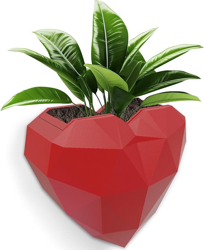 Heart Self Watering Planter | Indoor Wall Planters for Indoor Plants | Vertical Succulent Wall Planters | Create A Wall Garden Without Drilling | Valentine's Day Gift (Red)