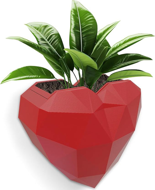 Heart Self Watering Planter | Indoor Wall Planters for Indoor Plants | Vertical Succulent Wall Planters | Create A Wall Garden Without Drilling | Valentine's Day Gift (Red)