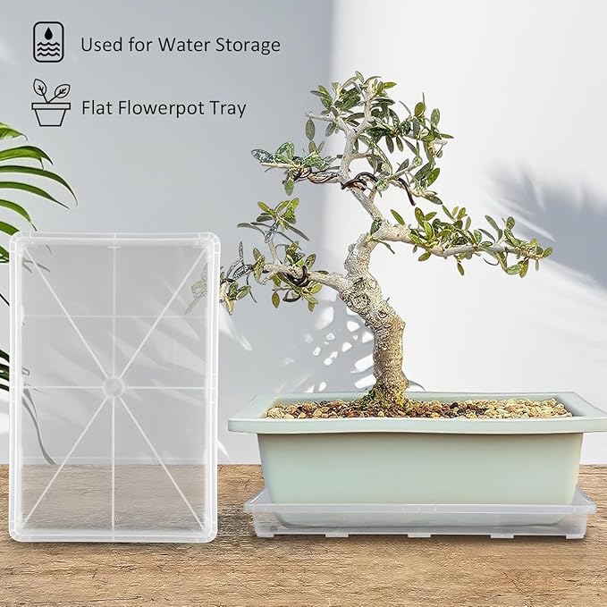 Clear Seed Starter Trays 5 Pack(17"x11"x2"), Reusable Plastic Carrying Seedling & Nursery Trays, Durable Flat Pots Trays, Transparent Square Tray for Planting and Collecting Drainage Water