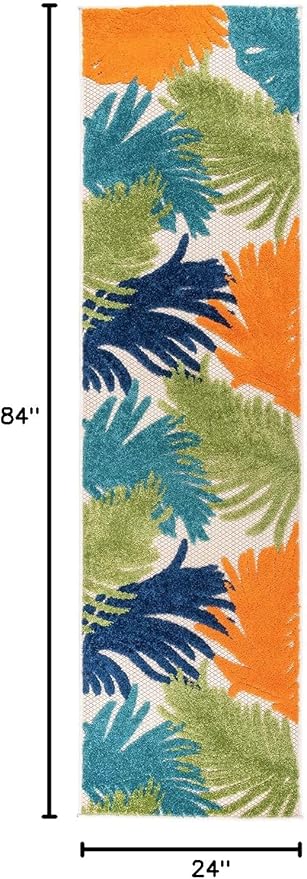 Rugshop Lucca Contemporary Floral Indoor/Outdoor Runner Rug 2' x 7' Multi