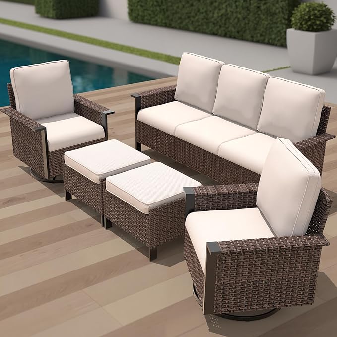Outdoor Chair Cushions 23" x 24" x 4", Patio Deep Seat Replacement Cushions Set with Zippered Removable Cover, Weather-Resistant Olefin Fabric for Garden Chair Sofa Couch, Beige