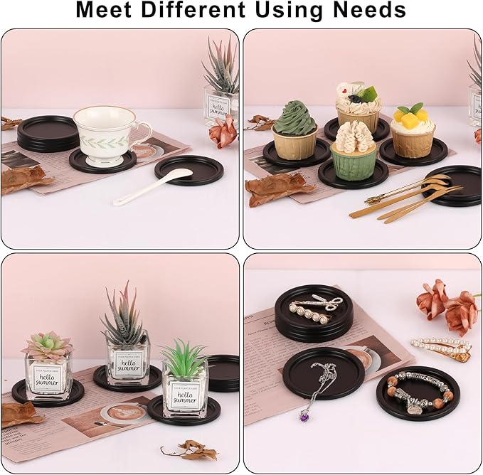 OwnMy 3PCS Iron Candle Holders for Pillar Candles, 3 Inch Metal Pillar Candle Plates and Trays, Small Round Tealight Holders Elegant Candle Stands Bases for Wedding Dining Table Centerpieces, Black