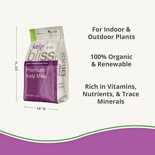 Kelp Bliss Fertilizer (1lb) - Kelp Meal Organic Fertilizer - Kelp Fertilizer for Plants - Plant Fertilizer & Garden Fertilizer - Organic Kelp Meal for Potting Soil, Garden Soil, Vegetables, & Lawns