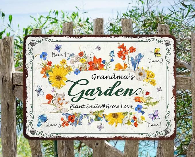 Personalized Metal Signs with Name Made in USA Custom Vintage Garden Sign Waterproof Vintage Decorative Metal Print for Wall Decor Customized Home Garden Ideas Gifts Artwork Prints for Yard Ourdoor