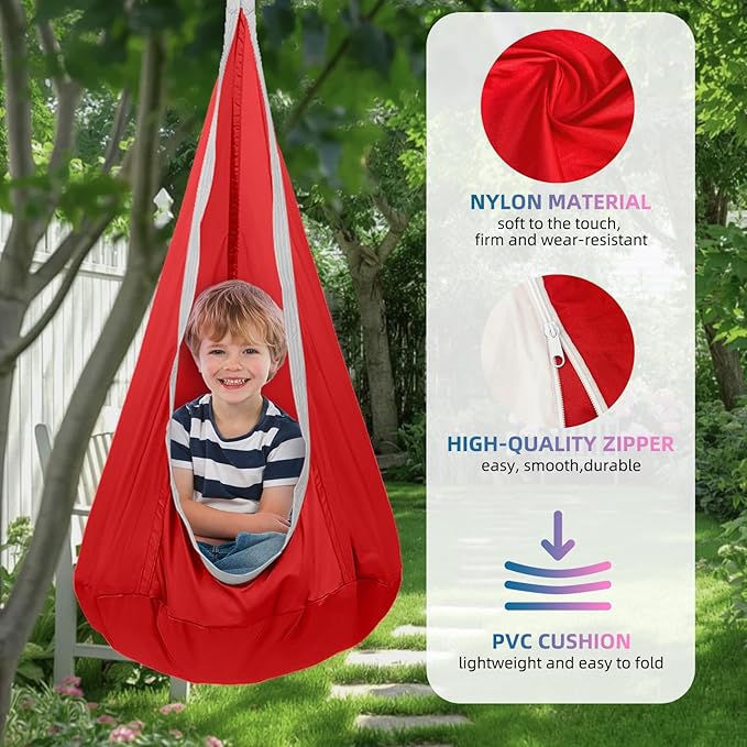 ids Swing Seat Hammock Chair Indoor Outdoor Hanging Chair for Children (Red)