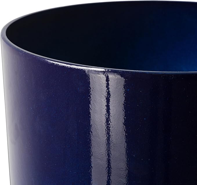 Glitzhome 16.75" H Garden Tall Planter Pots,Set of 2 Morden Round Faux Ceramic Tall Planter with Drainage Holes,Large Flower Pots for Outdoor Indoor,Cobalt Blue