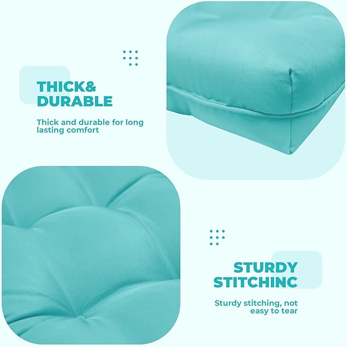 Wicker Chair Cushions, Waterproof Outdoor Loveseat Cushions for Patio Furniture, Tufted Wicker Furniture Cushions, 1 Loveseat and 2 U-Shaped Cushions, Teal