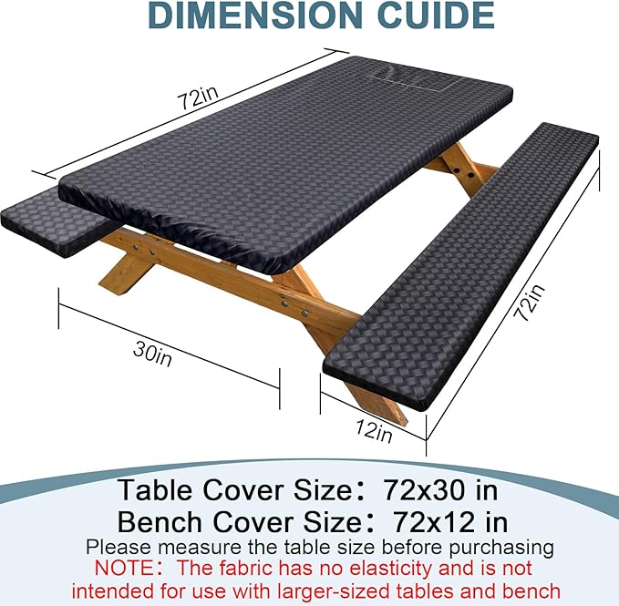 Picnic Table Cover with Bench Covers Portable Table Cloth Built-in Storage Pocket Picnic Table Covers With Elastic Waterproof Camping Essentials for RV Camping