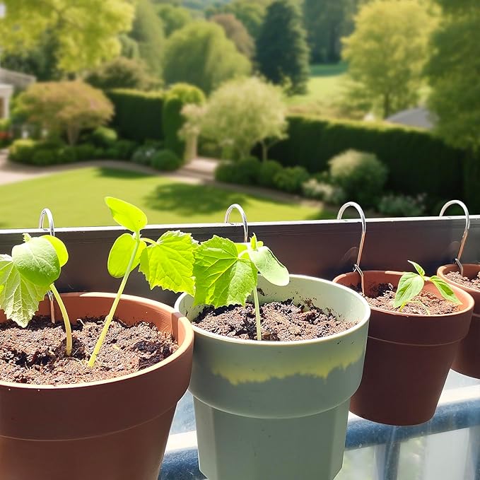 10 Packs Terracotta Pots Hanger Hooks,Sturdy Thick Stainless Steel Plant Hanger,Flower Pot Holders for Clay Pots,Wall and Fence Mounted Plant Hanging Holder for Terra Cotta Pot(Vertical Hang,10Pack)