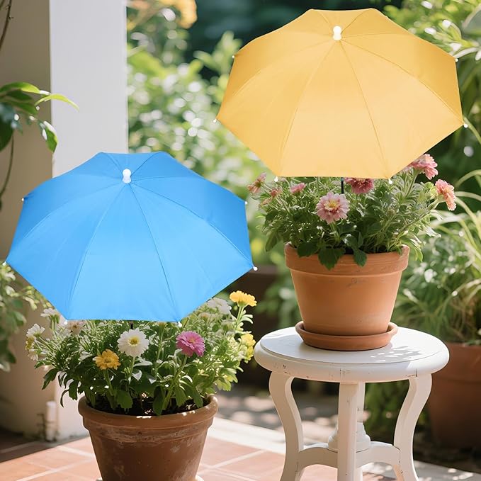 2 Pack Plant Umbrellas for Outdoor Plants with One Storage Bag, 23.6" Sun Shade Cover for Gardens/Patio/Succulents, Blocks 70% Sunlight, Prevents Leaf Burn & Overheating