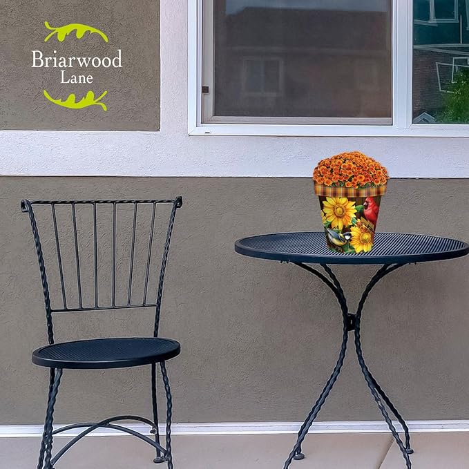 Briarwood Lane Fall Planter 8.5" x 8.5" x 8.5" Fall Birds and Sunflowers Small for Fall Planter