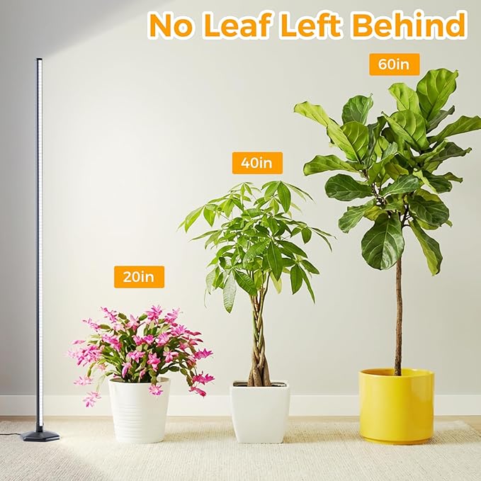 Standing Grow Light with Timer, 192 LEDs, 65 Inch Full Spectrum Vertical Plant Lamp Bar for Indoor, 3 Light Modes, 10 Level Dimmable Floor Grow Light, Mimic Sunlight to Tall Plants & Flowering