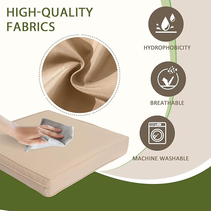 14Piece Outdoor Sofa Cushion Replacement, Patio Furniture Waterproof Cushion with Zippers, fit 6-Seat Outdoor Wicker Rattan Sectional Couch (Beige, 25.6"x25.6"x3.9")