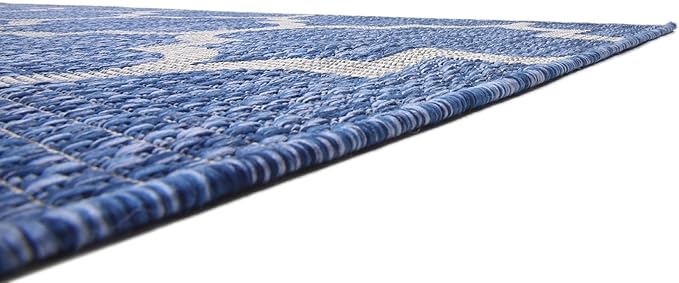 Unique Loom Outdoor Trellis Collection Area Rug (7' 10" x 11' 4" Rectangle, Navy Blue/ Ivory)