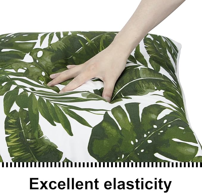 Deep Seat Cushions, Outdoor Cushions, Patio Furniture Cushions, Deep Seat & Back Cushion Patio Cushions for Backyard Couch Sofa Fade Resistant (24x24x4 inches 4 Sets, Green Leaves)