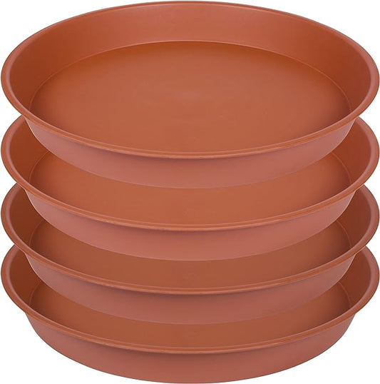 4 Pack of 12 inch Plant Saucer, Heavy Duty Plastic Bird Bath Bowl 12 inch, Plant Tray for Pots, Flower Plant Saucers for Indoors, Plant Trays for Planter 11"/12" (12 inch, Terracotta)