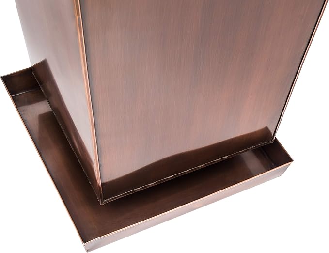H Potter Tall Copper Planter 33 Inch Indoor Outdoor – Antique Copper Stainless Steel Floor Planter with Insert, Drainage & Drip Tray – Large Entryway Patio Porch Flower Pot