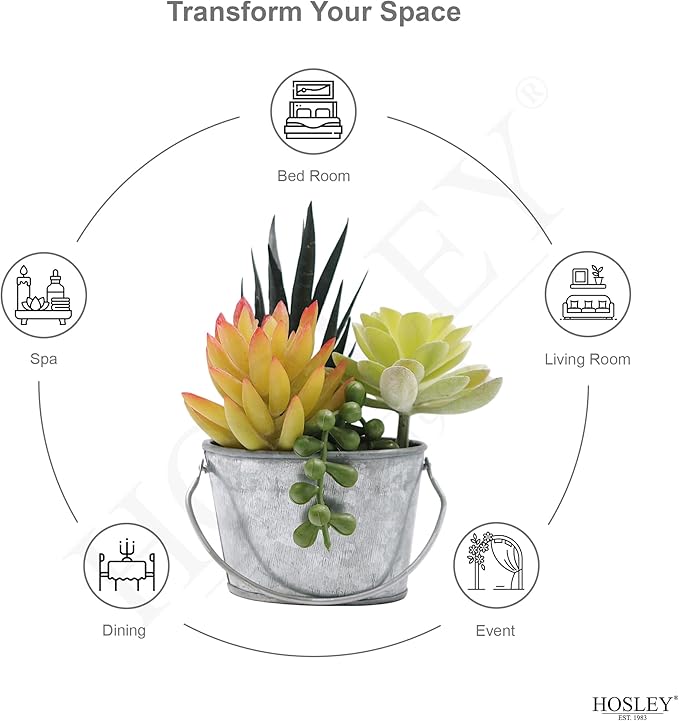 Hosley Set of 6 Mini Oval Tub Galvanized Planter 3.8 Inches Long Ideal for Floral Arrangements DIY Craft and Floral Projects Gifts Baskets Party Favors P9